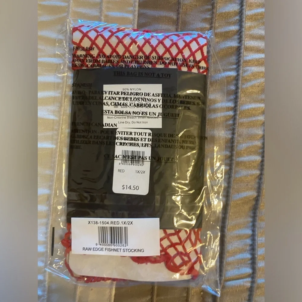 Fredericks of Hollywood - NEW - Raw Edge Fishnet Thigh Highs Stockings in Red.